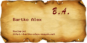 Bartko Alex névjegykártya